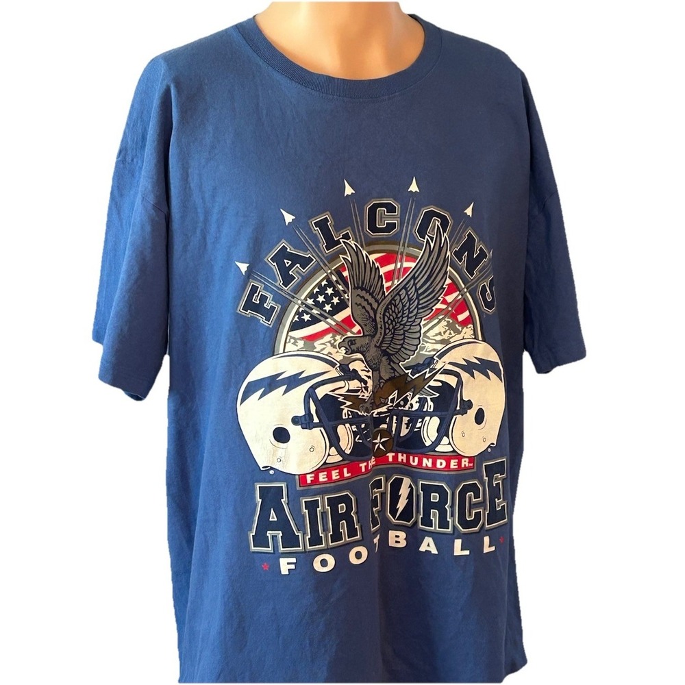 Air Force Falcons Football Mens XL NCAA Football Tee T-Shirt "Feel The Thunder"